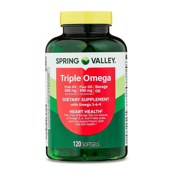 (2 pack) Spring Valley Triple Omega Softgels, Fish Flax & Borage, 120 Count