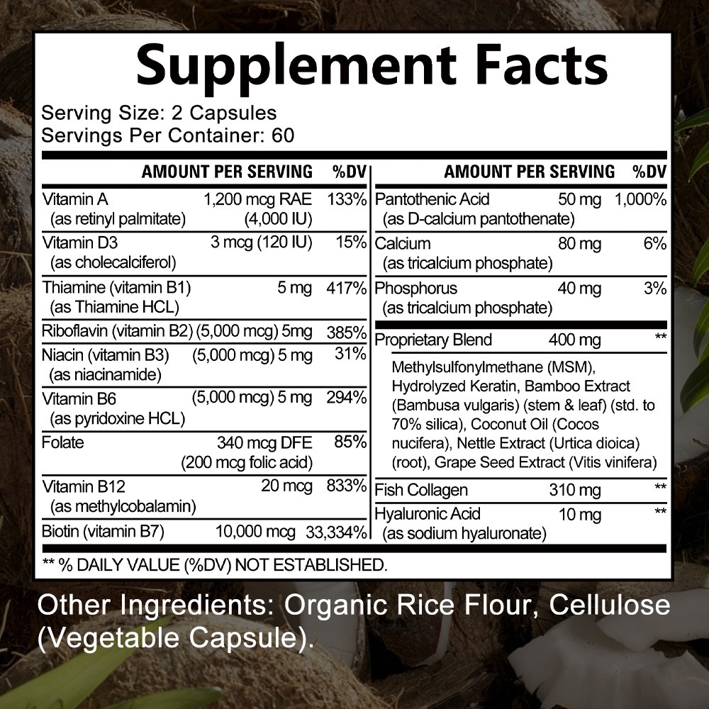 Biotin Collagen & Keratin-Hair Growth,Skin Health,Strong Nails 30/60/120Capsules