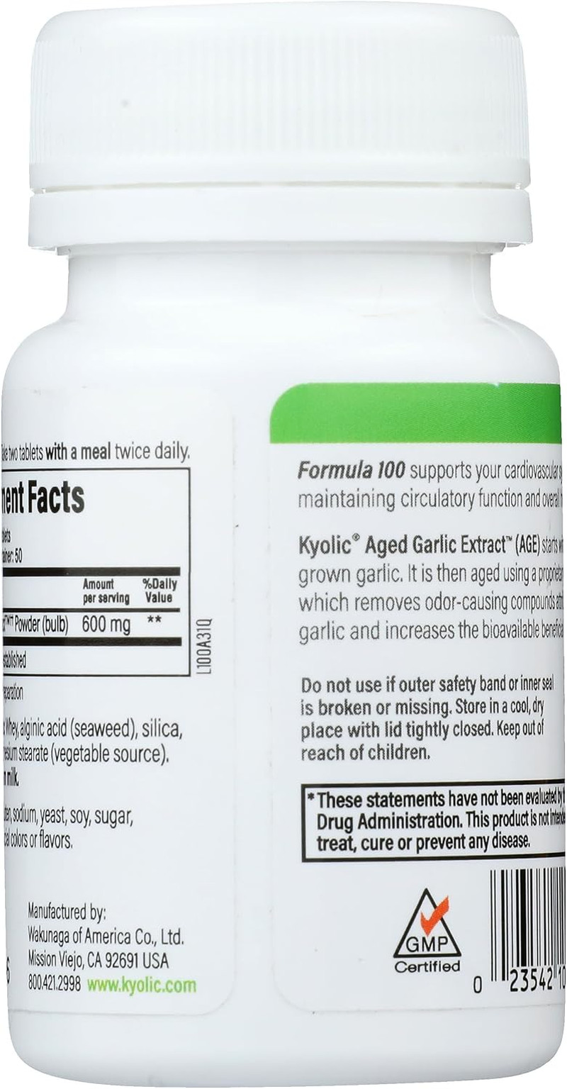 Aged Garlic Extract™, Cardiovascular Health, Original, Formula 100, 100 Tablets
