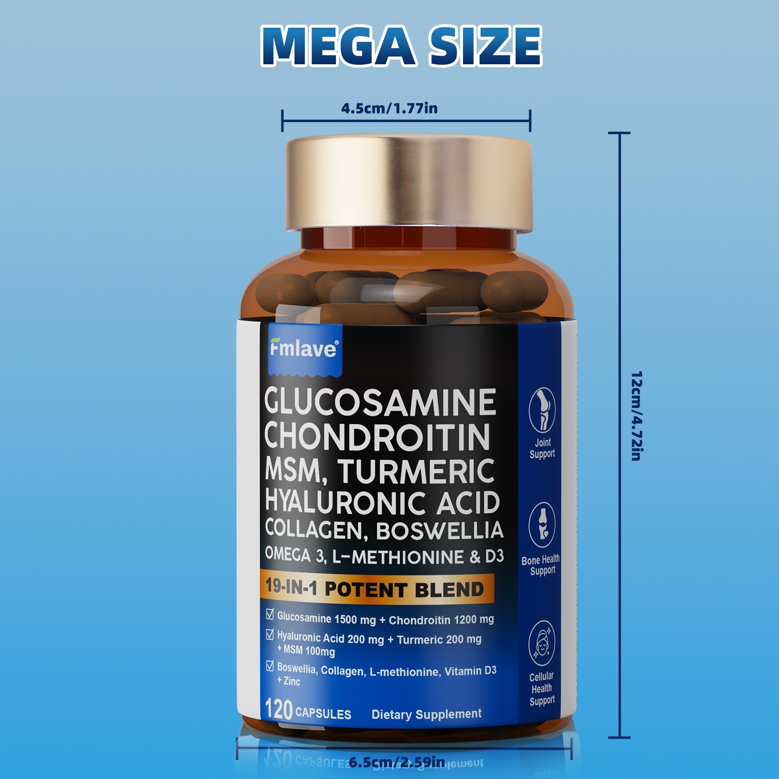 Glucosamine Chondroitin Turmeric MSM Triple Strength Joint Support 2800mg 120pcs