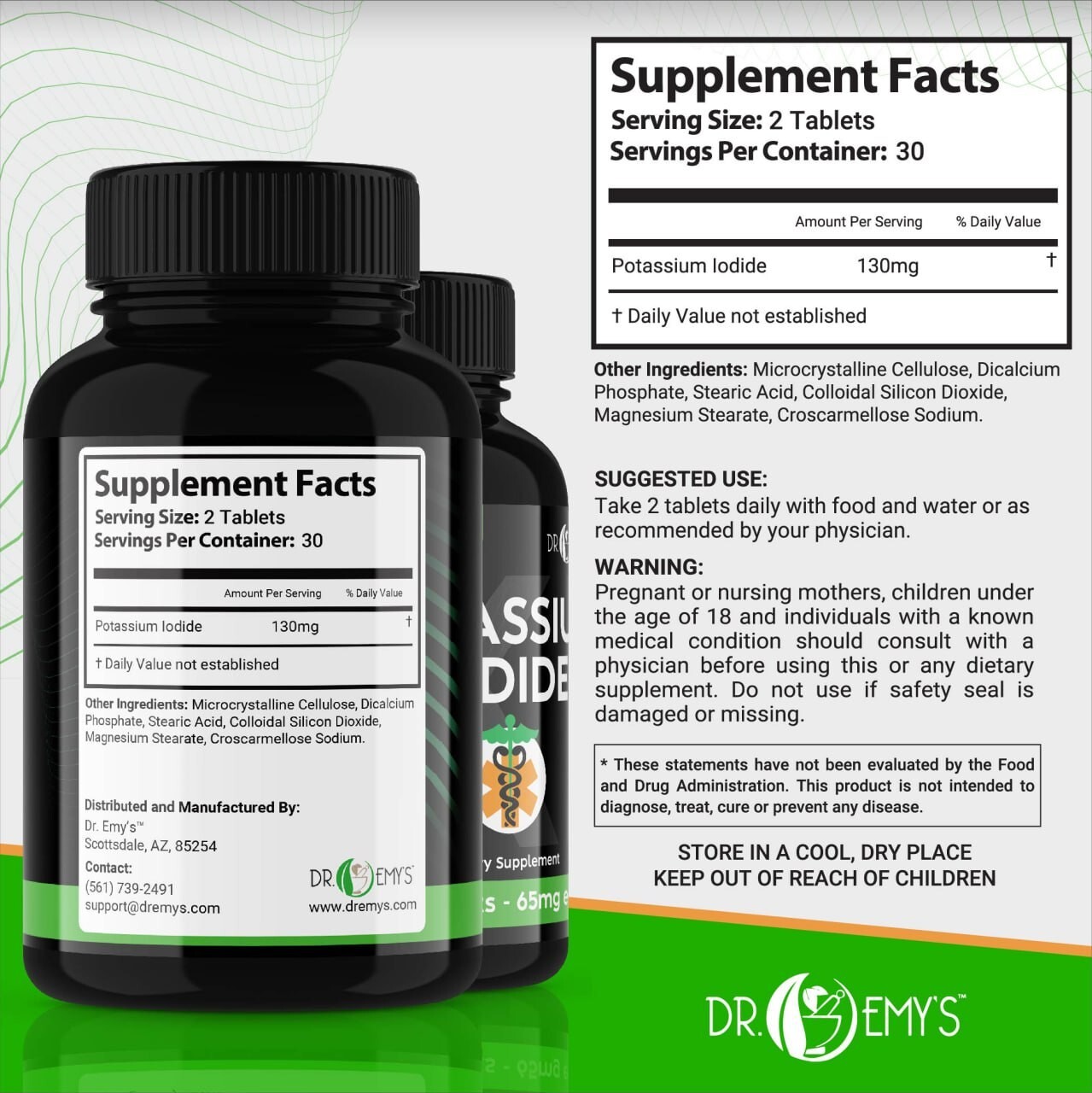 (5PK) – Potassium + Iodide Pills Tablets☆130 mg Supplement☆Survival Kit Fallout