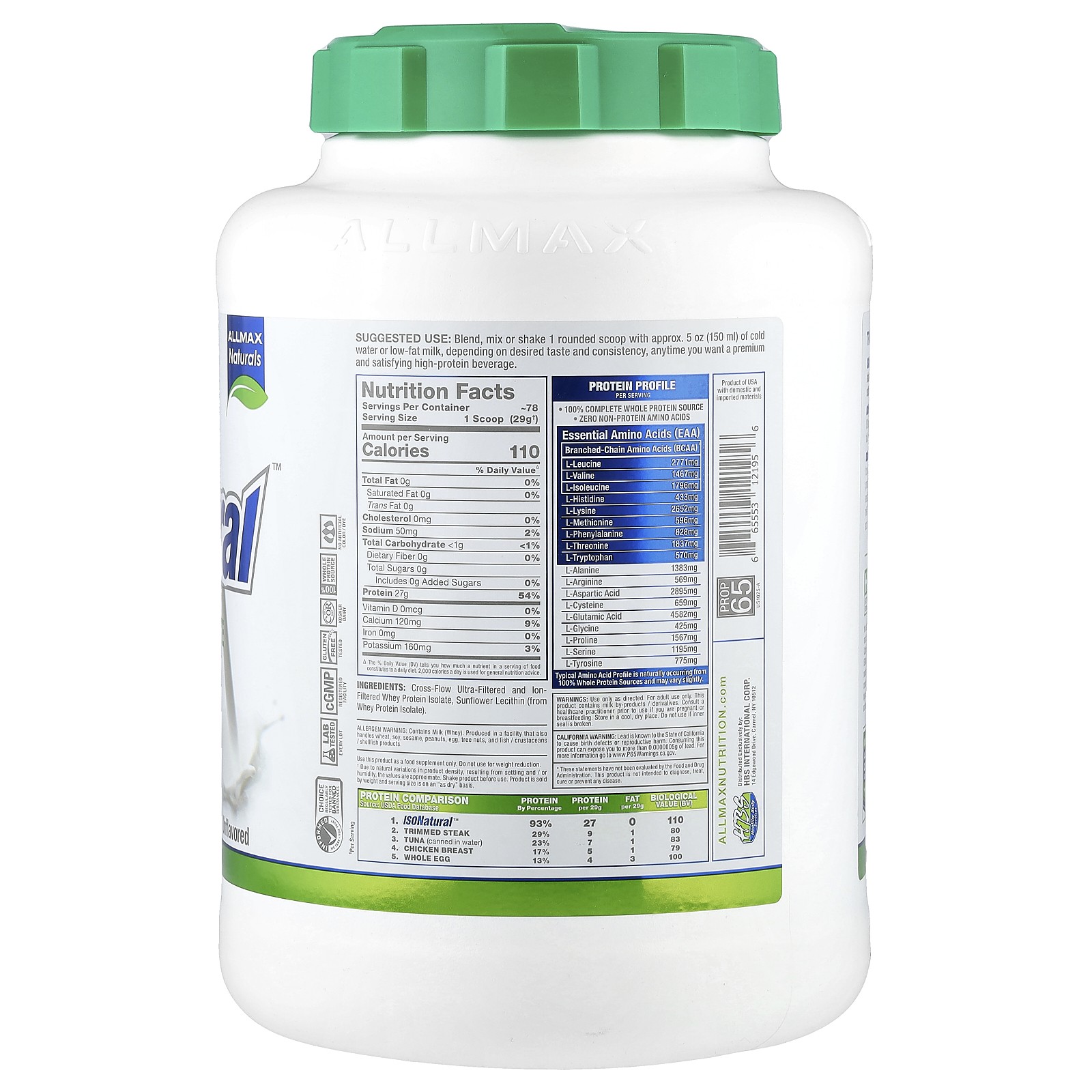 ISONatural™, Pure Whey Protein Isolate, Unflavored, 5 lbs (2.27 kg)