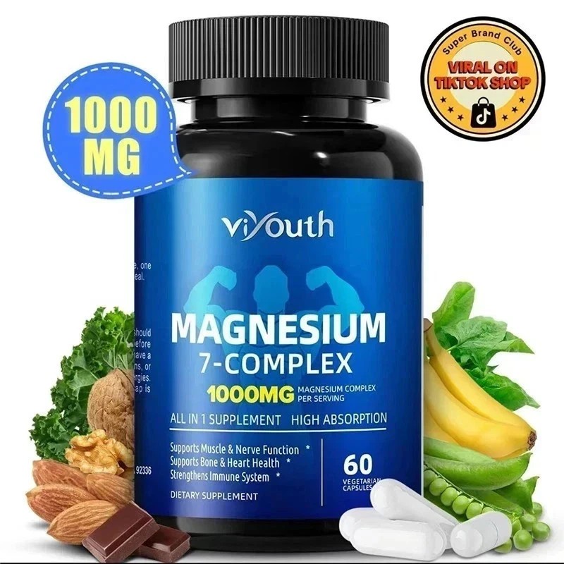 3PCS Viyouth Magnesium 7 Complex Capsules 60 Count Sleep Support Bone Health**