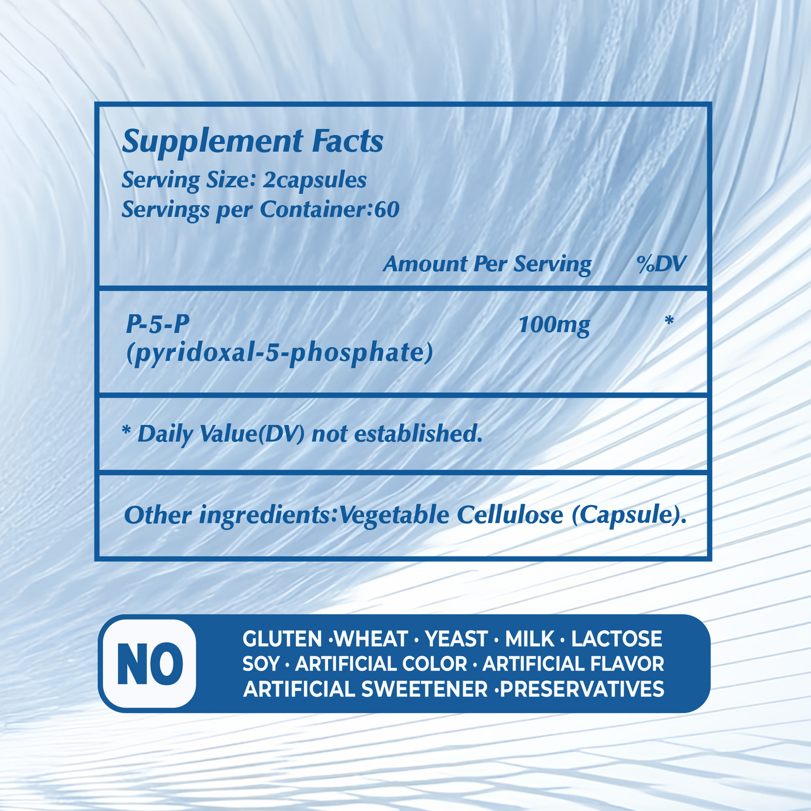 P-5-P Capsules 100mg – Vitamin B6 Supplement, PMS & Fatigue, for Inflammatory