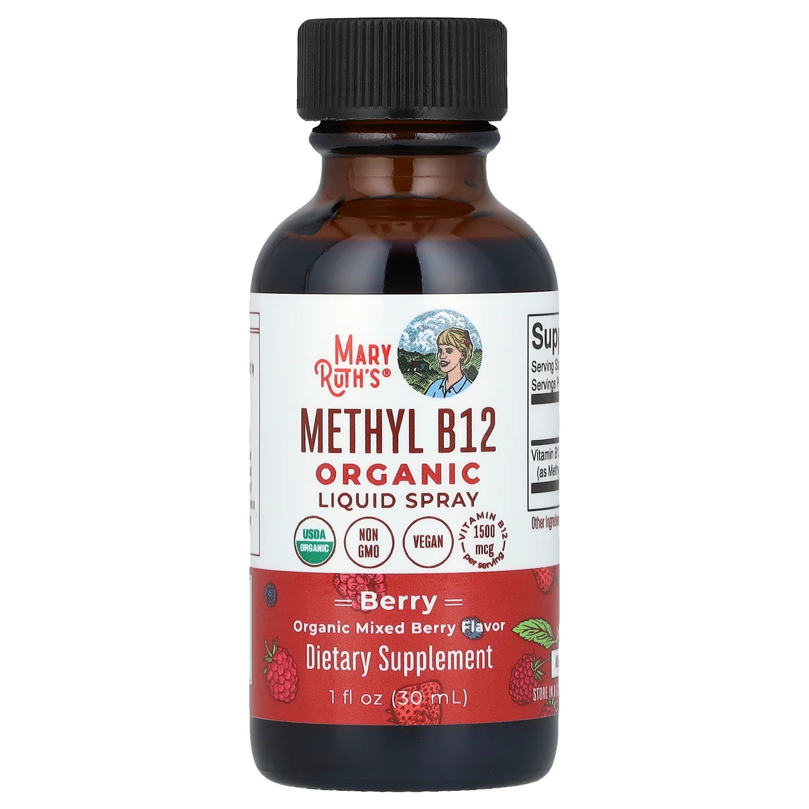 2 X MaryRuth’s, Organic Methyl B12 Liquid Spray, Berry, 1,500 mcg, 1 fl oz (30