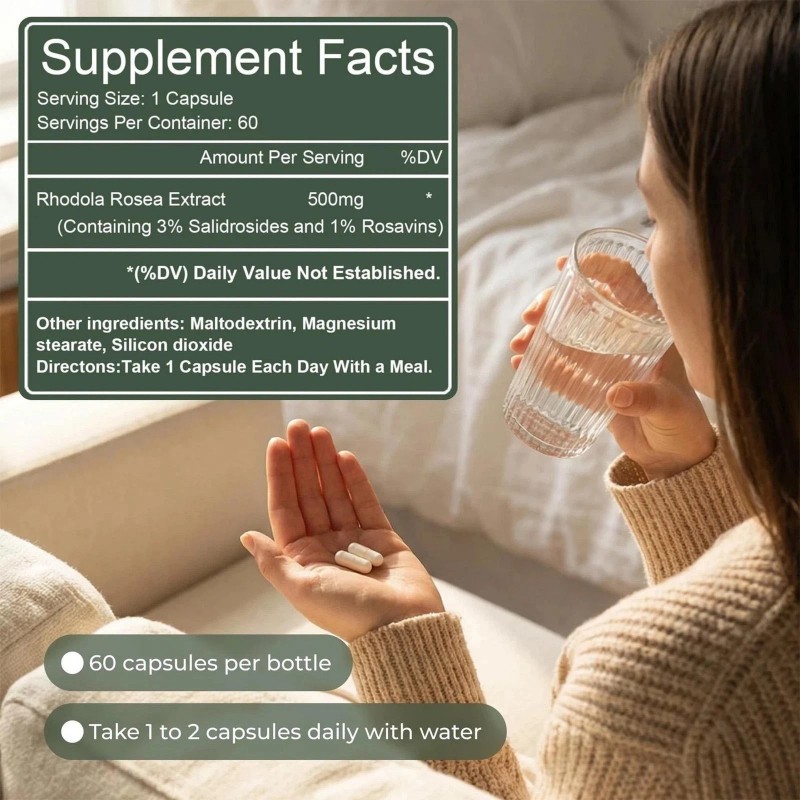 (3 PACK) Salvora Rhodiola Rosea Supplement–Golden Root Adaptogen Capsules 180PCS