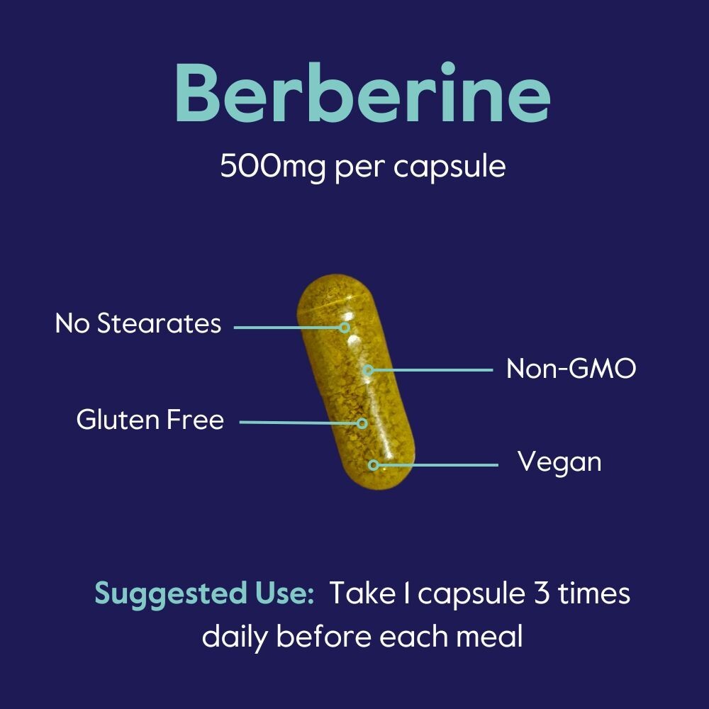 Berberine 500mg (120 Vegetarian Capsules) – No Fillers – Gluten Free – Non GMO