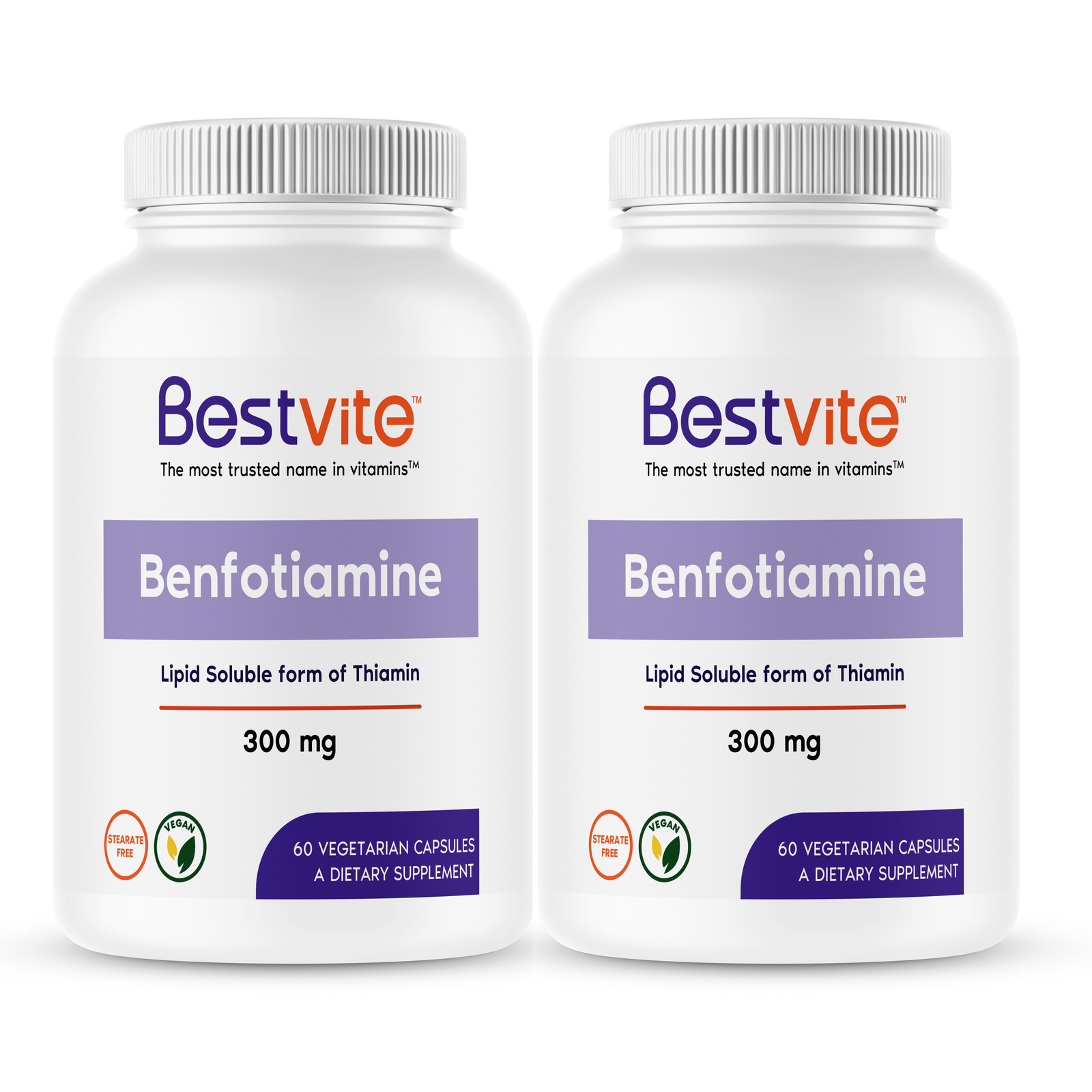 Bestvite Benfotiamine 300mg (120 Vegetarian Capsules) (2-Pack)-No Stearates