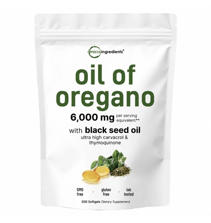 Oil of Oregano Softgels 6000mg with Black Seed Oil, High Carvacrol 300 Count
