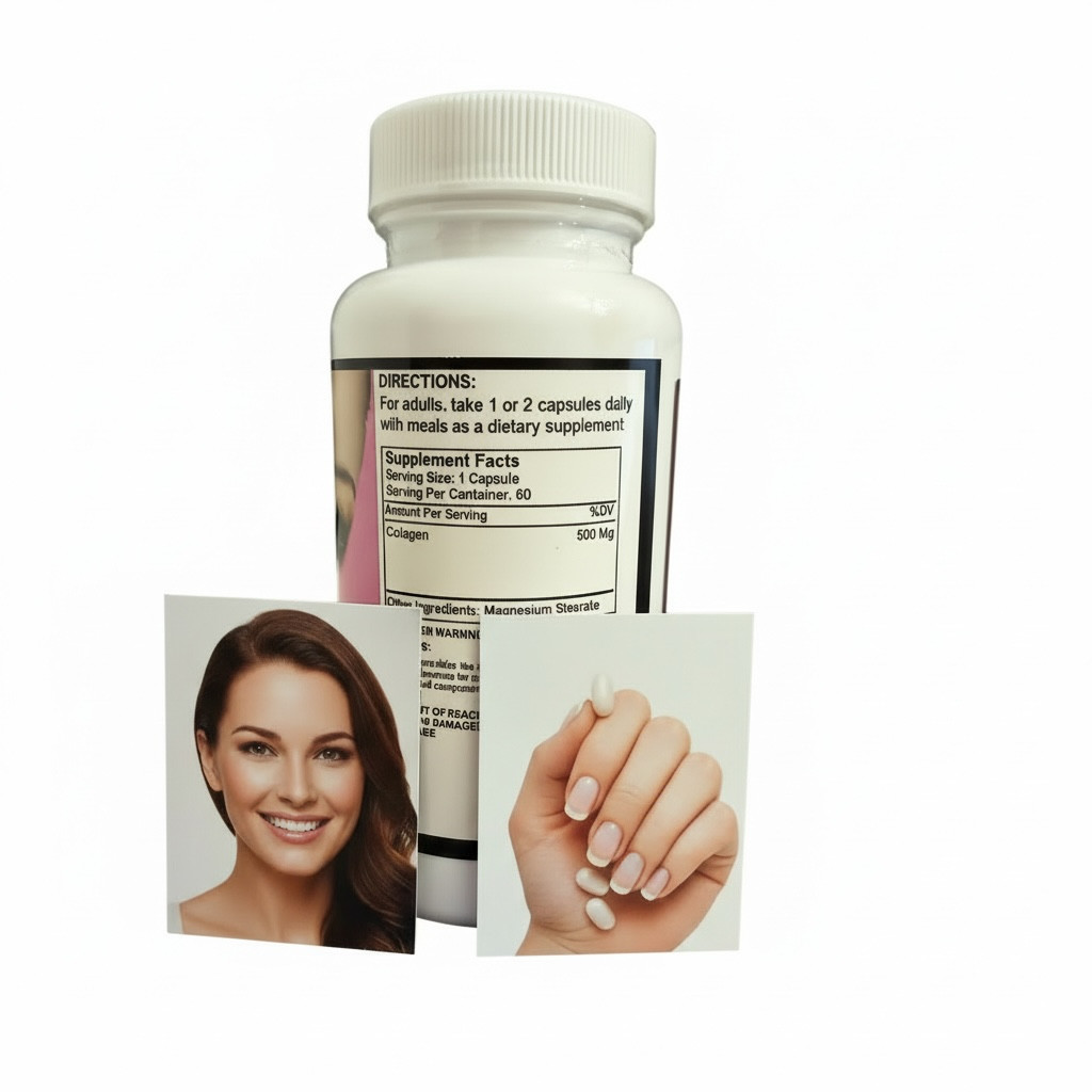 Collagen 500 mg Capsules Skin Hair Nails Support 60 Capsules Anti Aging Unisex