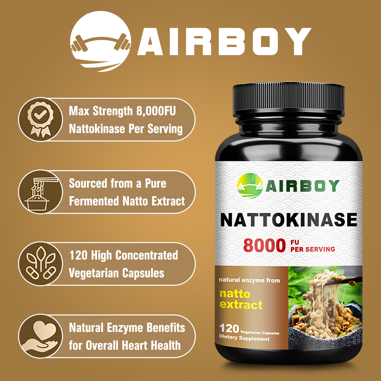 Nattokinase 8000FU – Blood Flow, Heart & Cardiovascular Health, Highly Absorbent