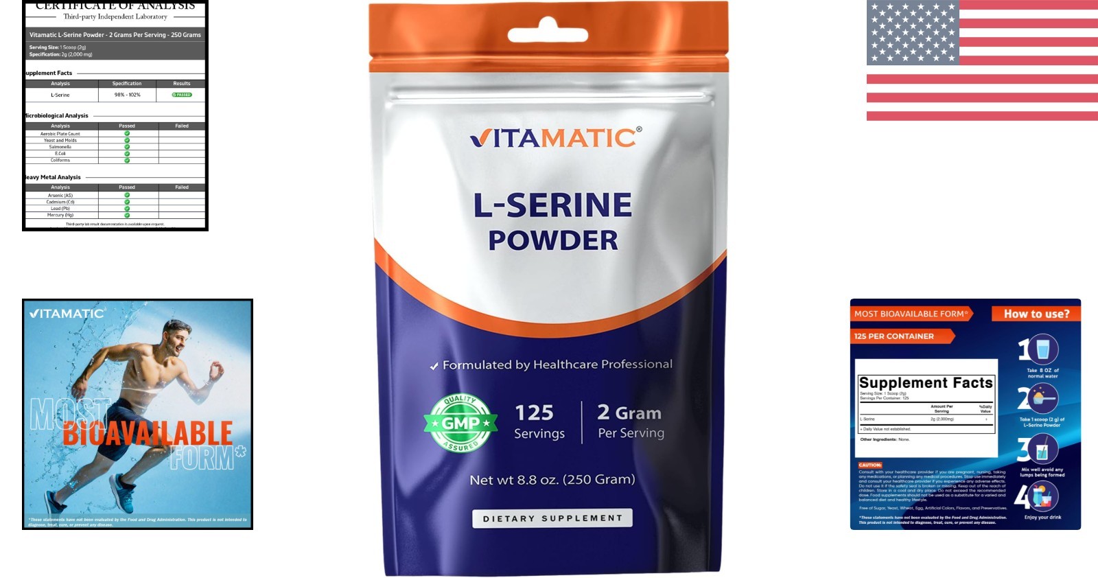 250g L-Serine Powder – 2000mg Servings for Immune Support & Energy Management