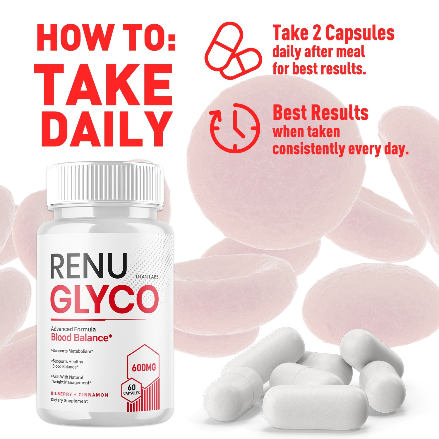 (2 Pack) Renu Glyco Advanced Blood Health Support Supplement RenuGlyco 120 Caps