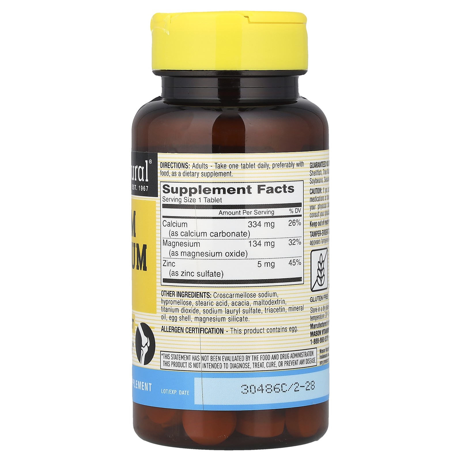 Calcium Magnesium & Zinc, 100 Tablets