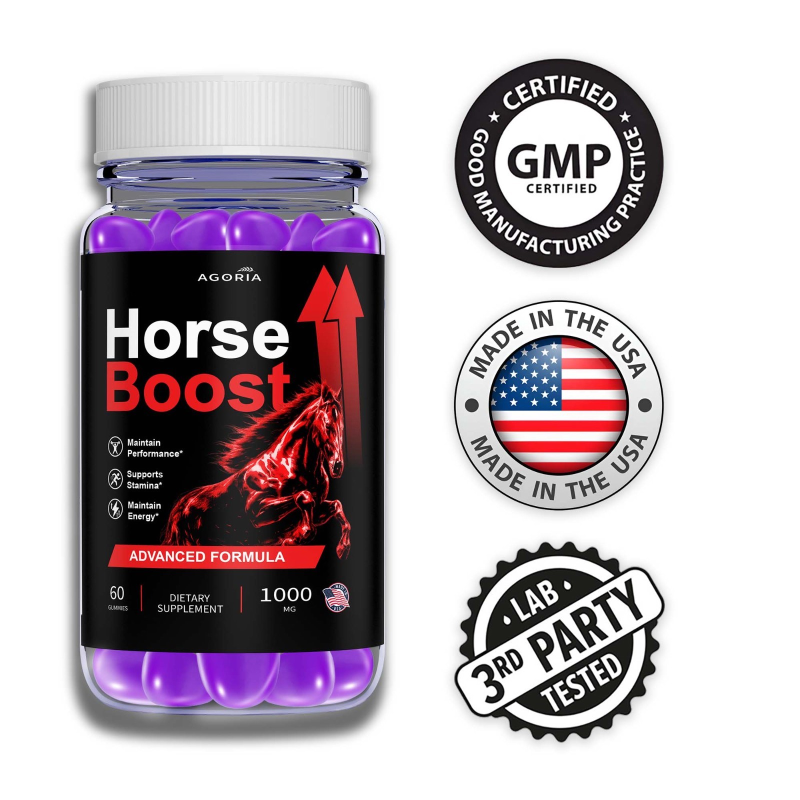 (1 Pack) Horse Boost Gummies Male Health Support Formula HorseBoost 60 Gummies