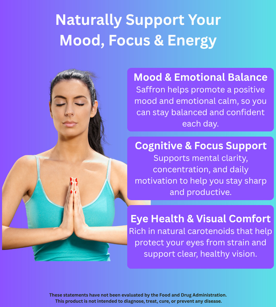 PrimoNourish Saffron Extract Supplement for Mood & Focus, 120 Capsules