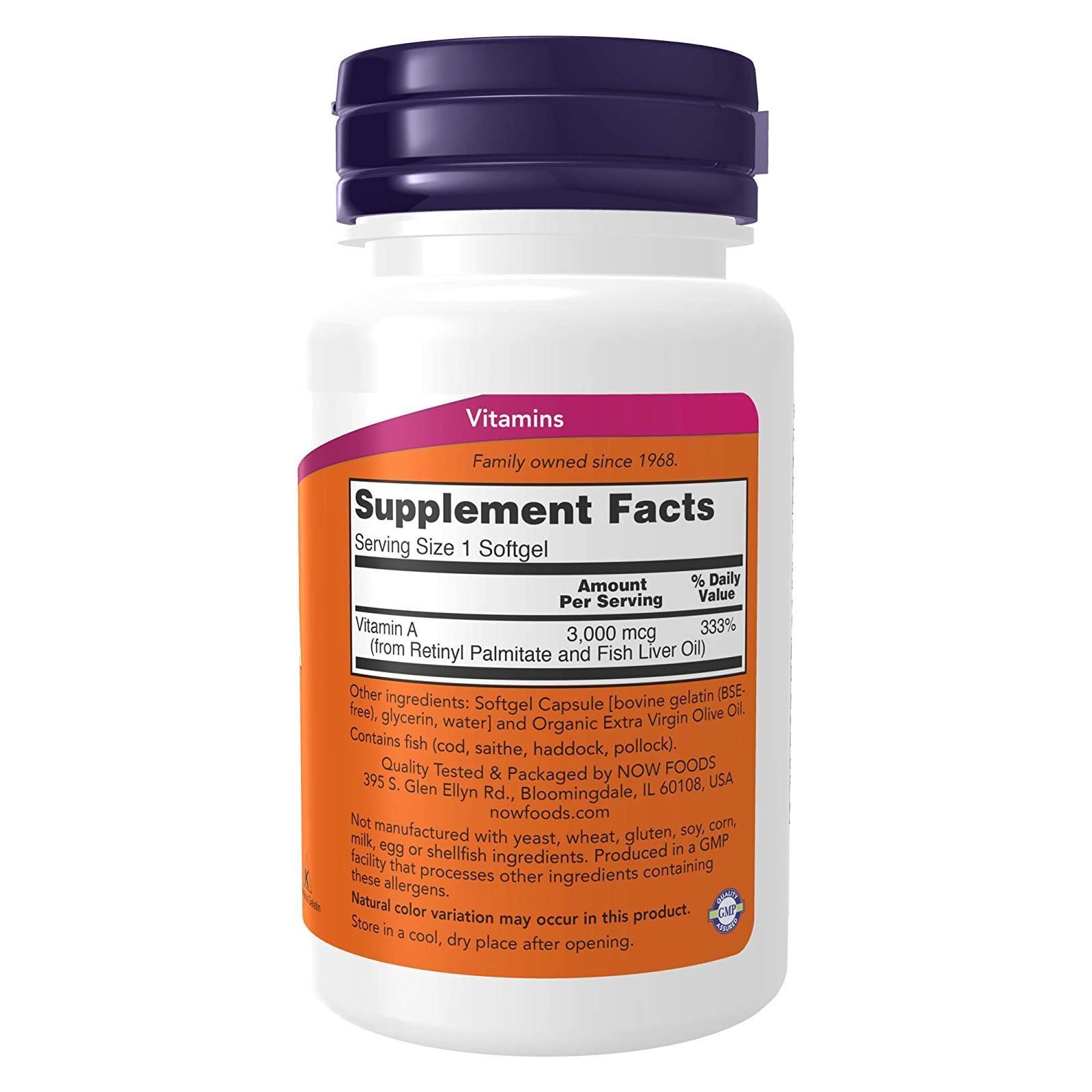 NOW FOODS Vitamin A 10,000 IU – 100 Softgels