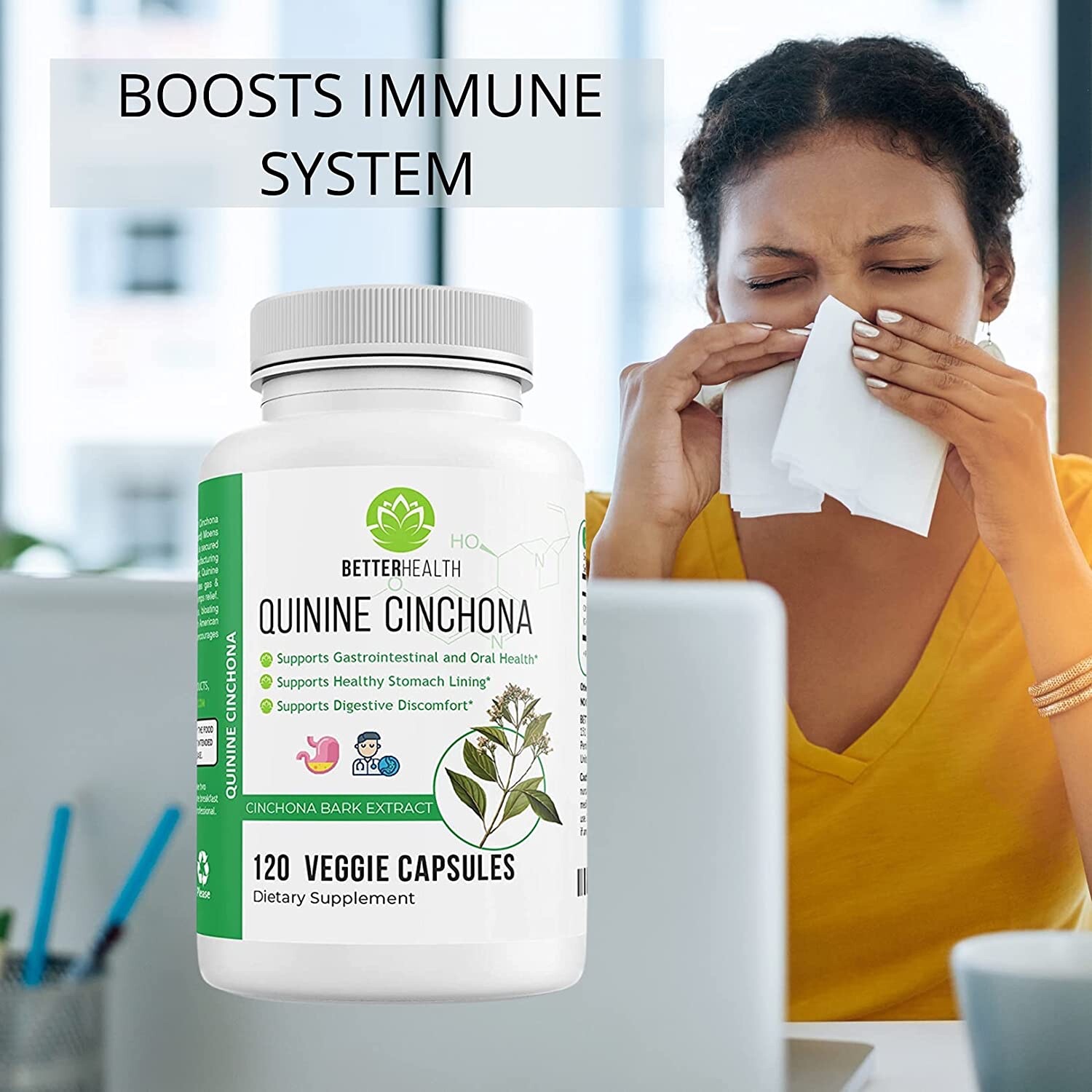 OFFICIAL SELLER Quinine Cinchona Bark Extract, 120 Capsules, 1000 mg per serving