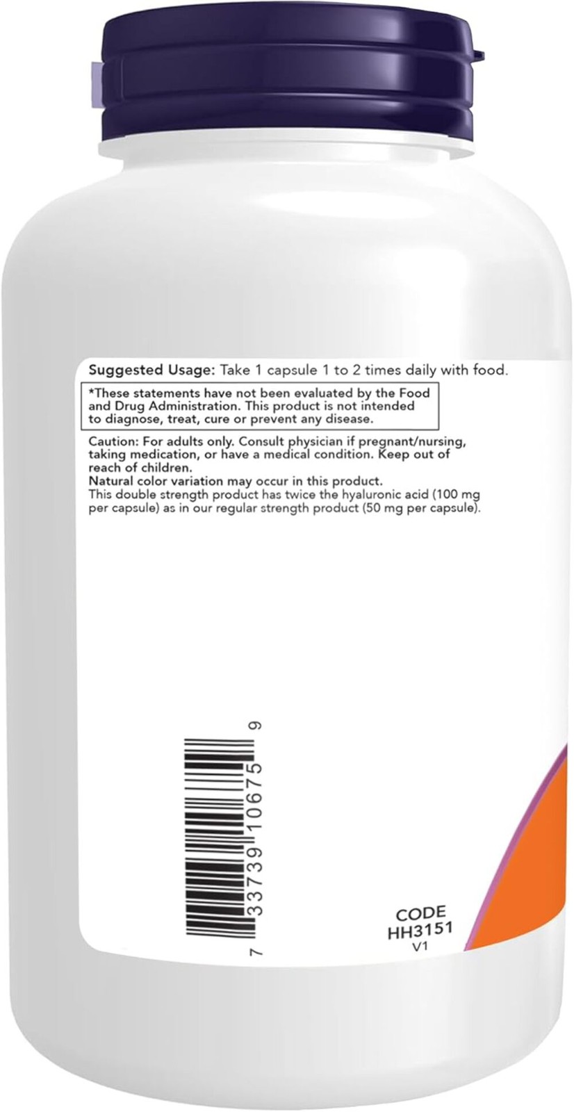 NOW Foods, Hyaluronic Acid 100 mg, Double Strength, 180 Veg Cap
