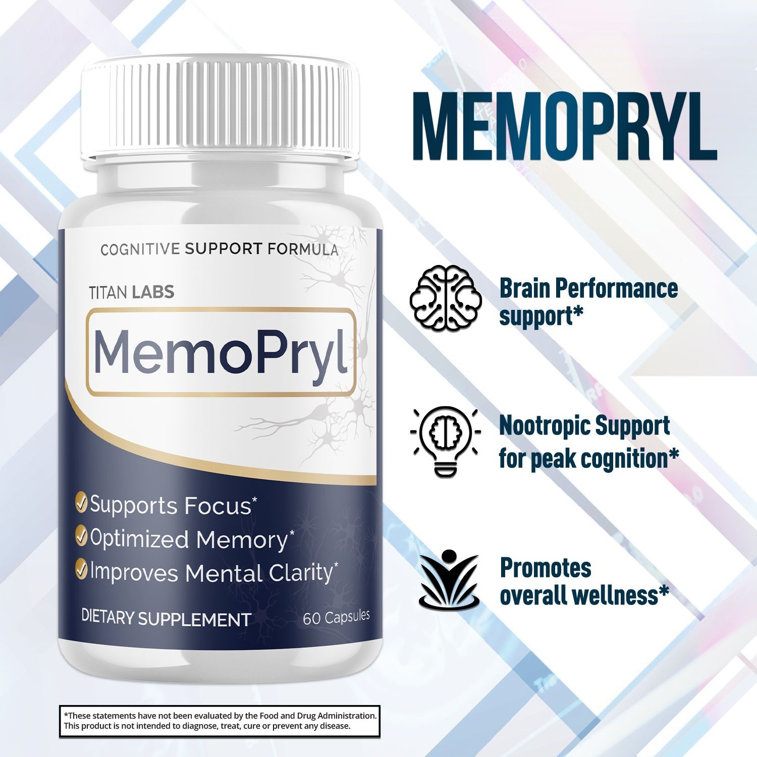 (1 Pack) MemoPryl Nootropic All Natural Brain Supplement Memo Pryl 60 Capsules