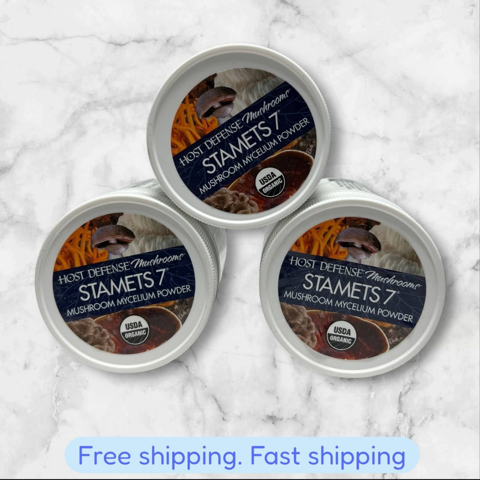 FOR 3 Host Defense Stamets 7 Mushroom Powder Dietary Supplement 3.5 oz Each NEW