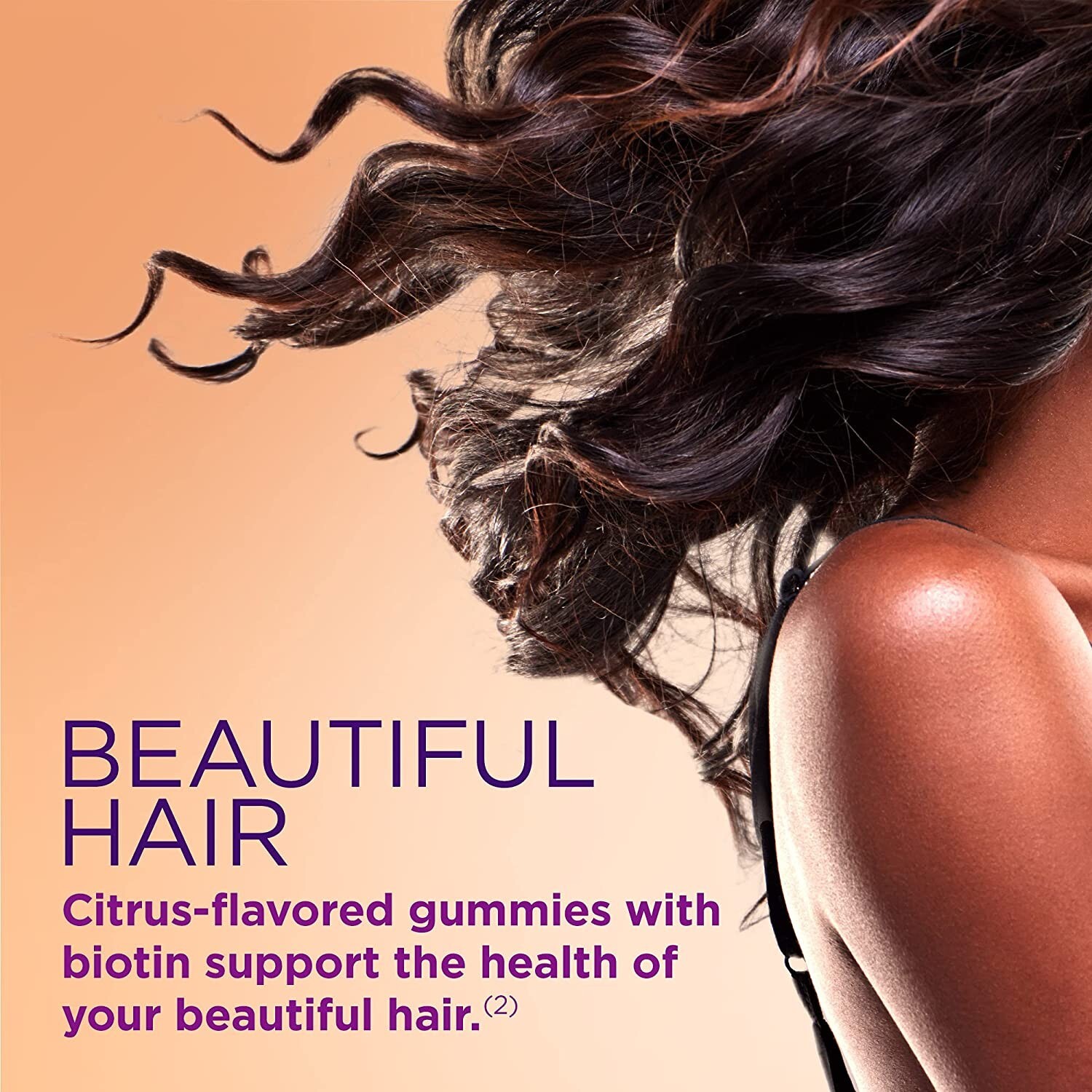 2 Pack Hair, Skin & Nails Gummies with Biotin & Collagen 160 Count (2×80) Orange