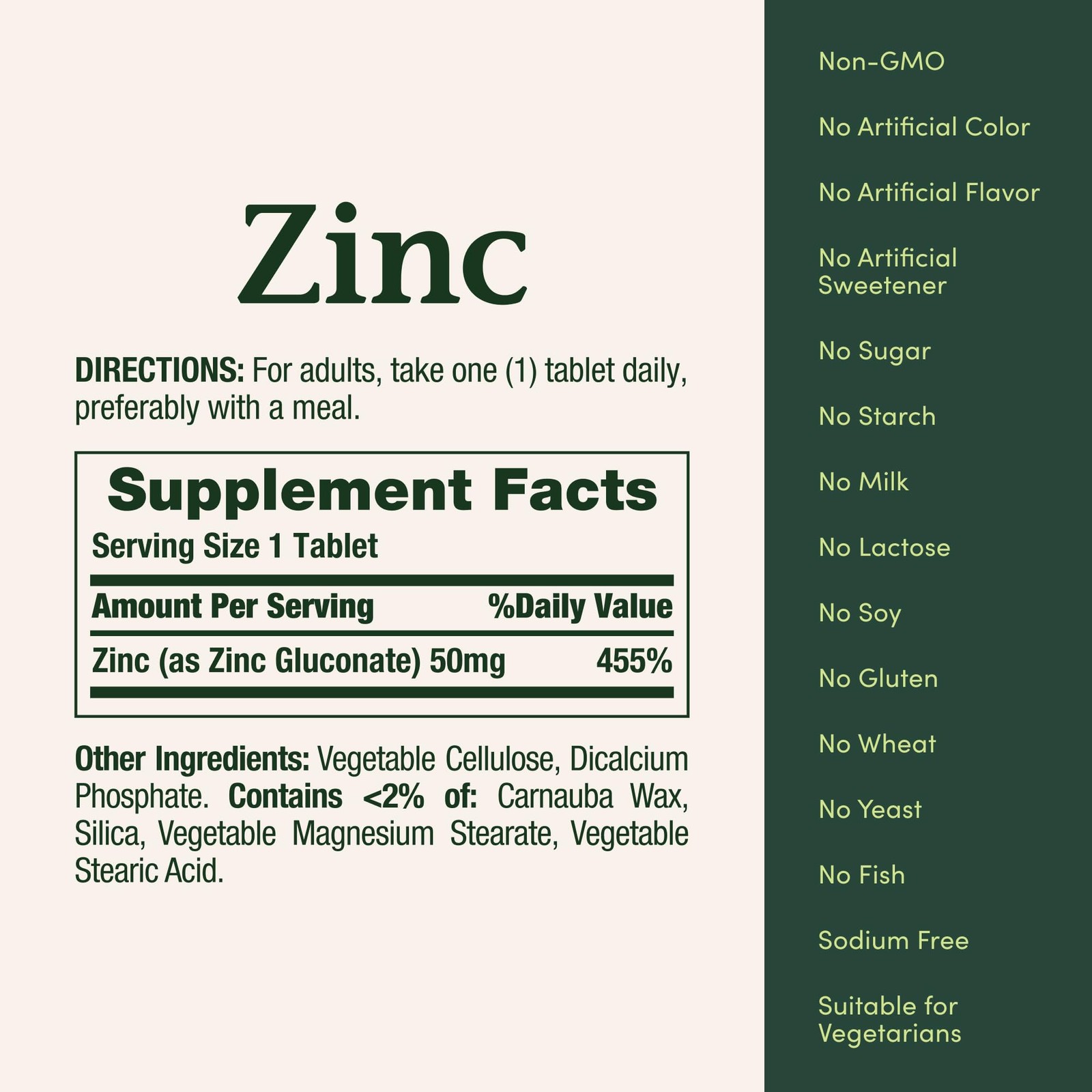 Nature’s Bounty, Zinc 50mg, Immune System Skin 100 Count (Pack of 1), White