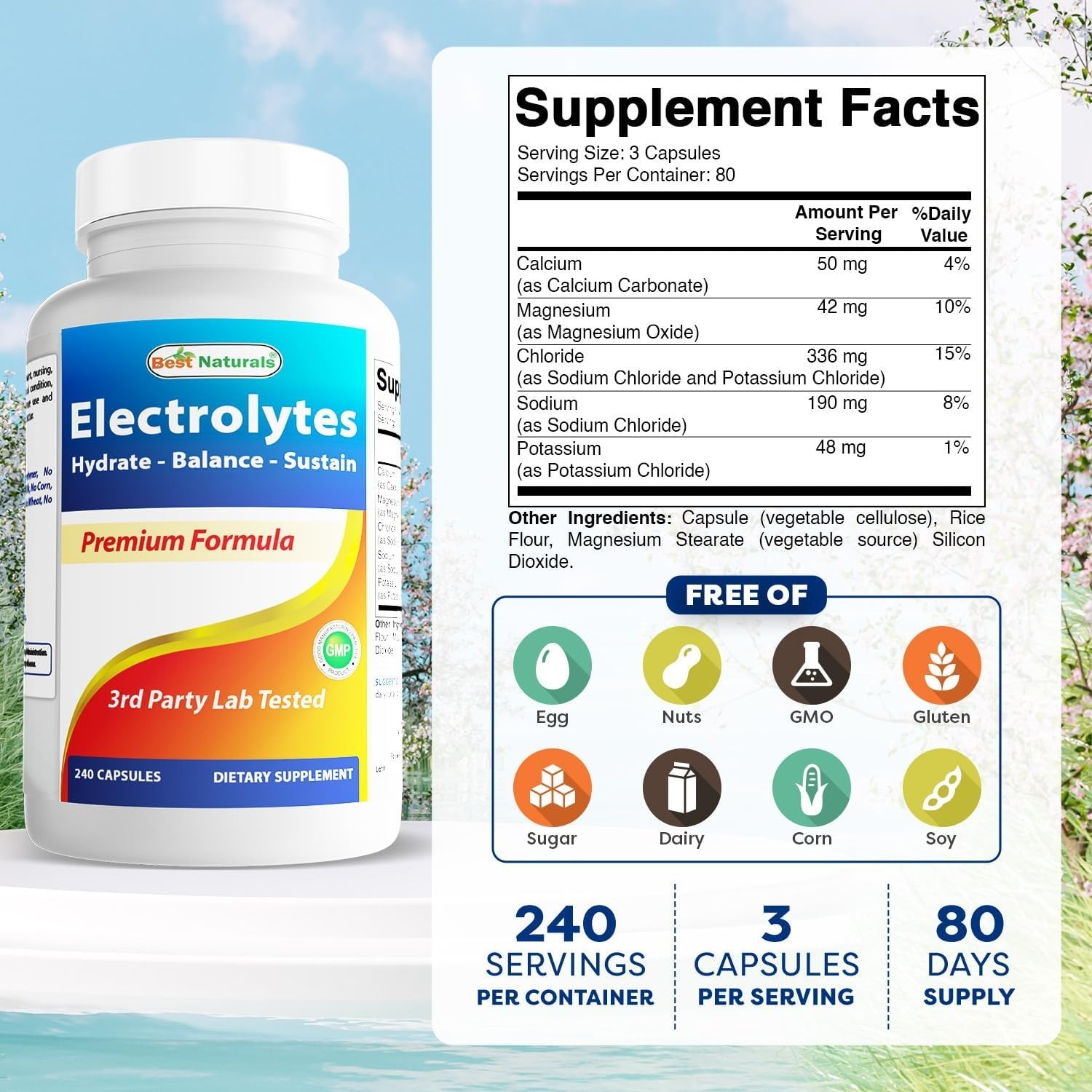 240 Count Non-GMO Electrolyte Capsules – Gluten-Free Energy Management Formula