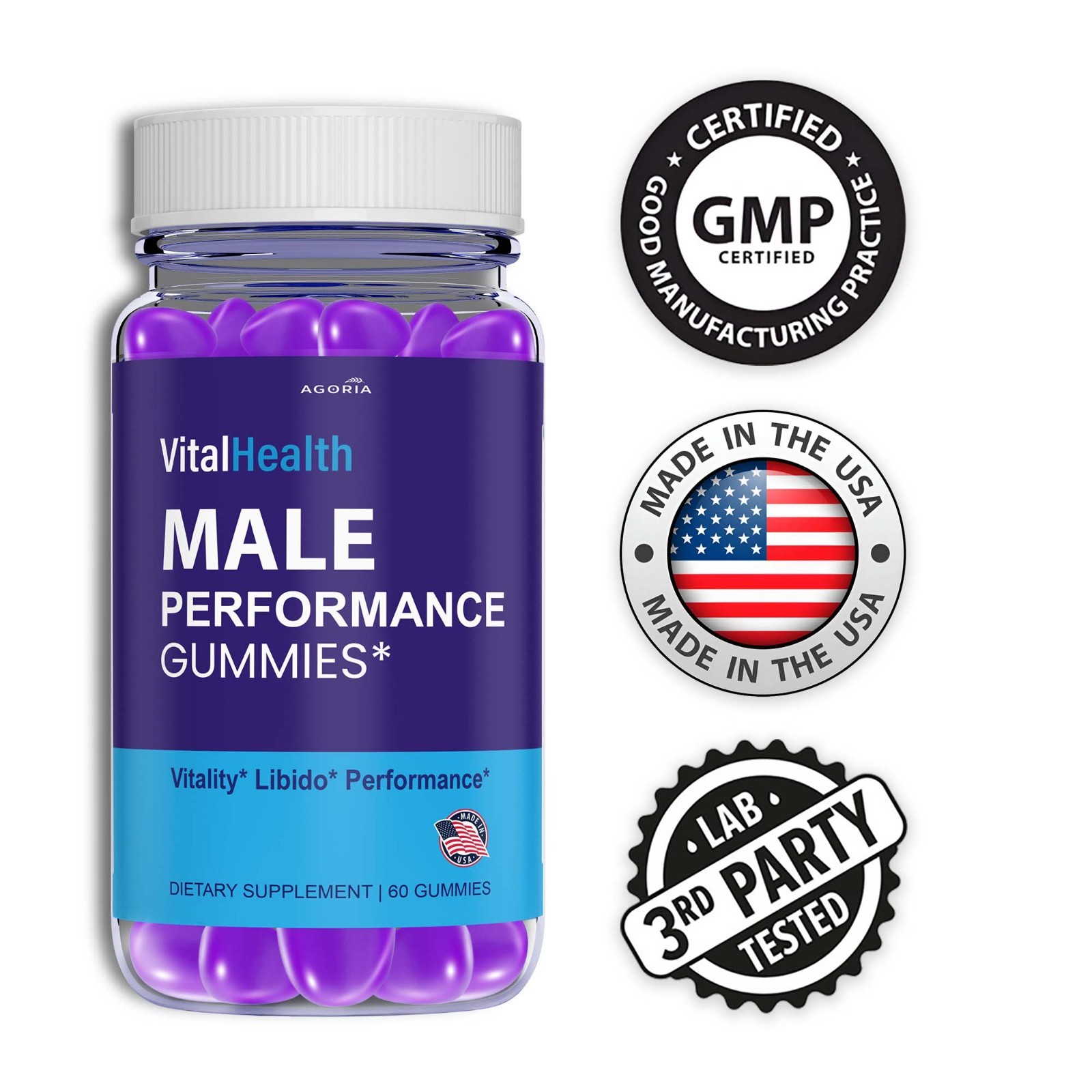 ( 1 Pack)Vital Health Male Gummy,Sexual Performance Gummies, Max Male Expansion