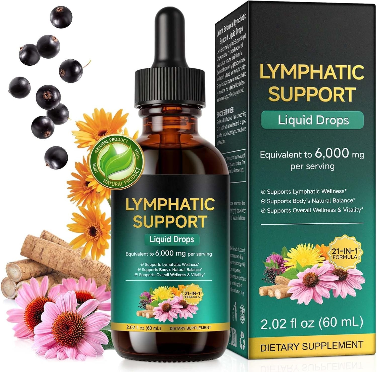 Lymphatic Drainage Drops Liposomal Immune Cleanse Support / Drenaje Linfatico
