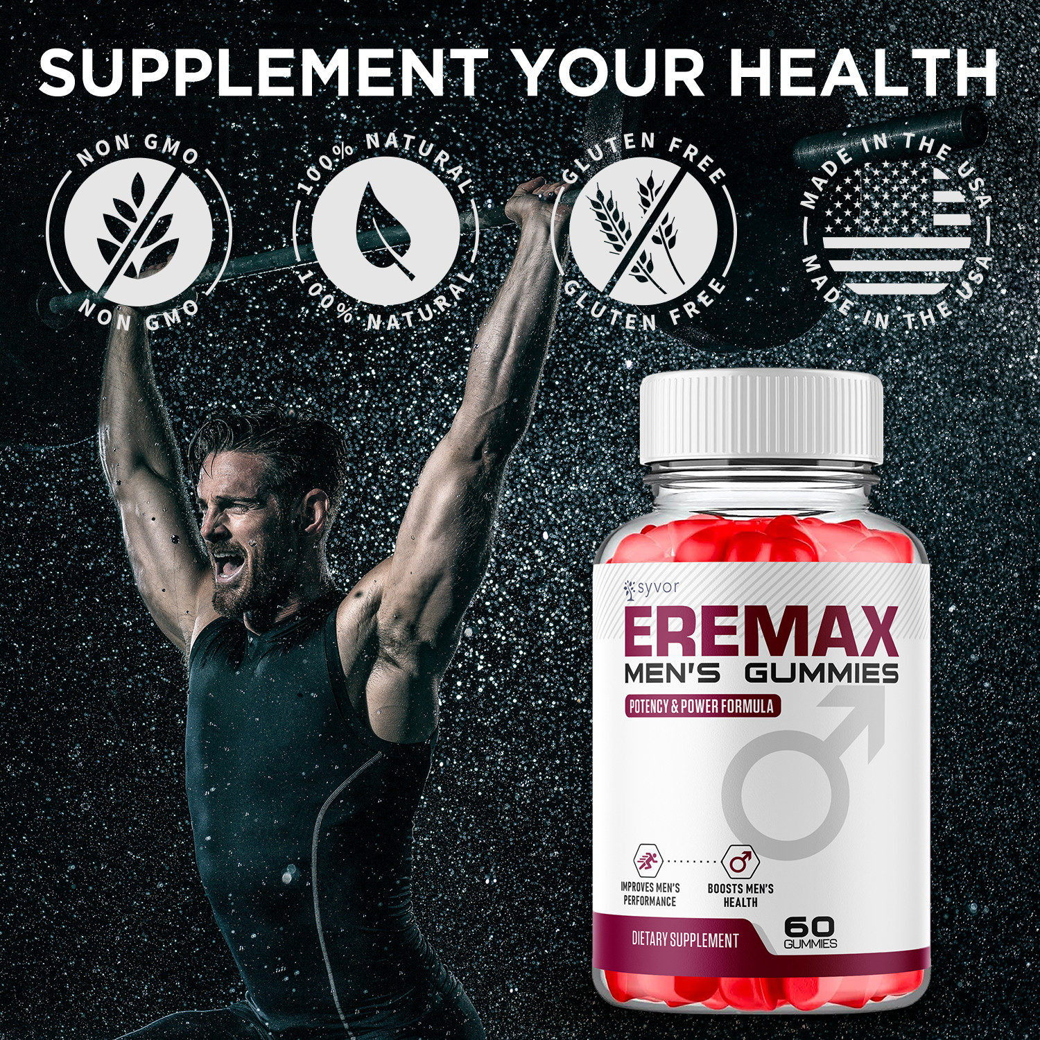 (1 Pack) Eremax Gummys Advanced Male Support Formula Ere Max Vitamin 60 Gummies
