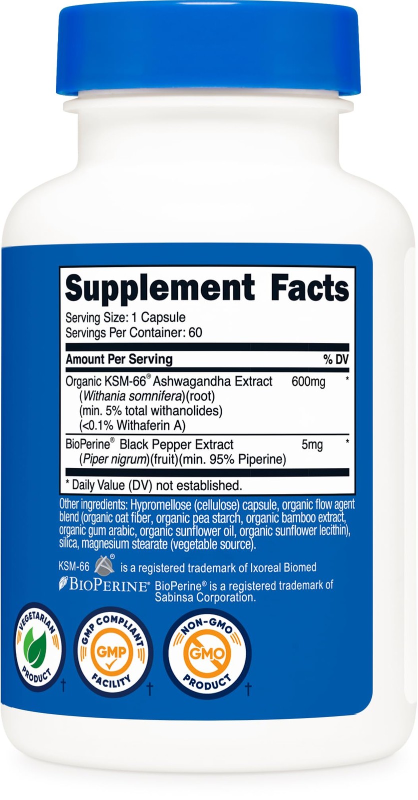 Nutricost KSM-66 Ashwagandha Root Extract 600mg, 60 60 Count (Pack of 1)