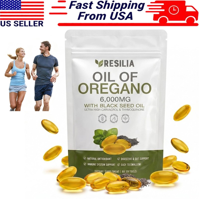 2 PACK Resilia Oil of Oregano 6000mg with Black Seed Oil Softgels – 60 Capsules