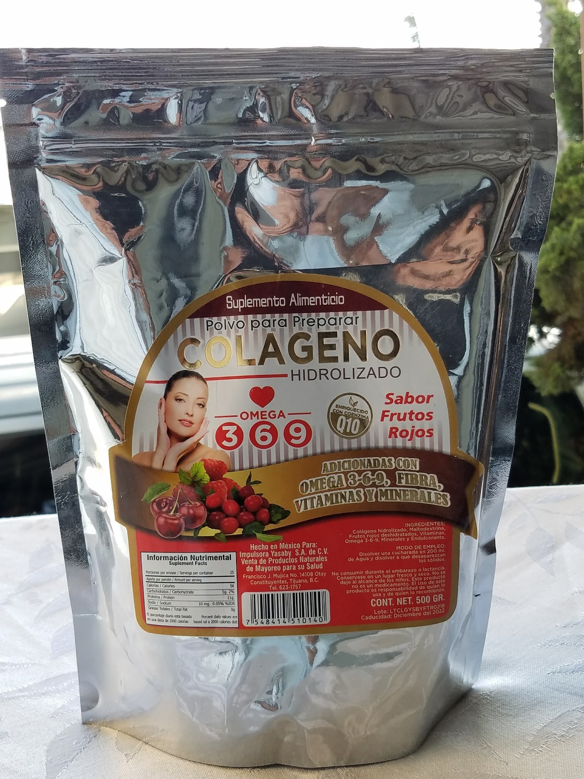 1X Colageno Hidrolizado 500g, Omega 3-6-9 ( Q10 )(Sabor Frutos Rojos ) ( 1 Bag )