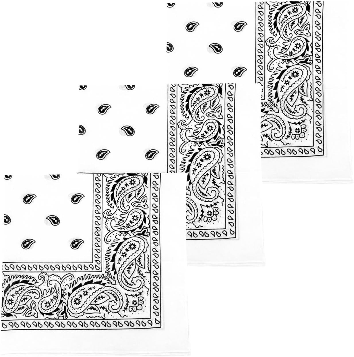 3 Pack Extra Large Bandanas 27” x 27” 100% Cotton for Men & Women Paisley Handke