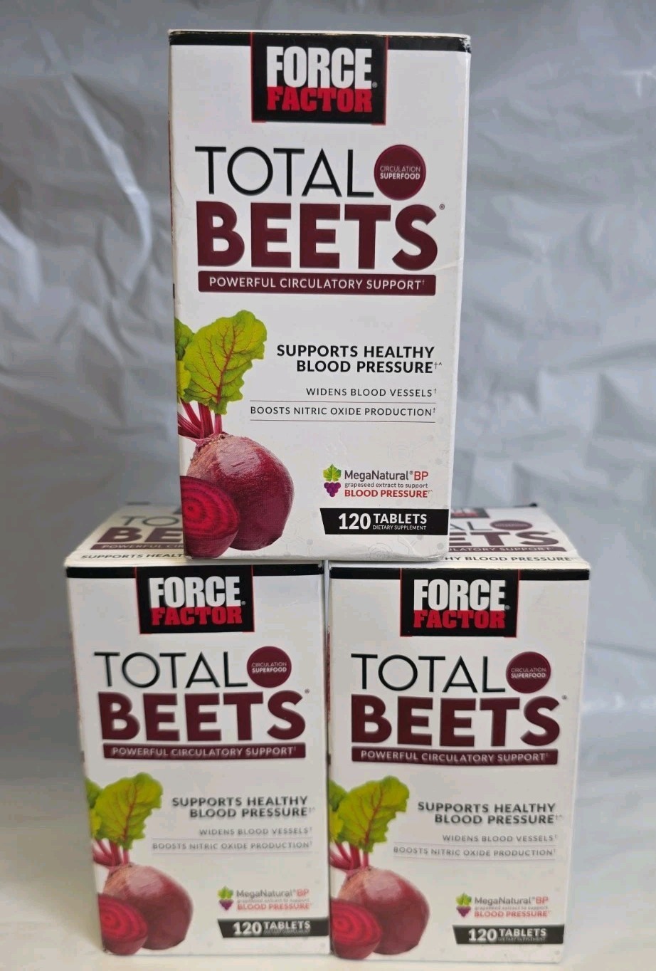3pk FORCE FACTOR TOTAL BEETS BLOOD PRESSURE SUPPORT DIETARY SUPPLEMENT 120 TAB
