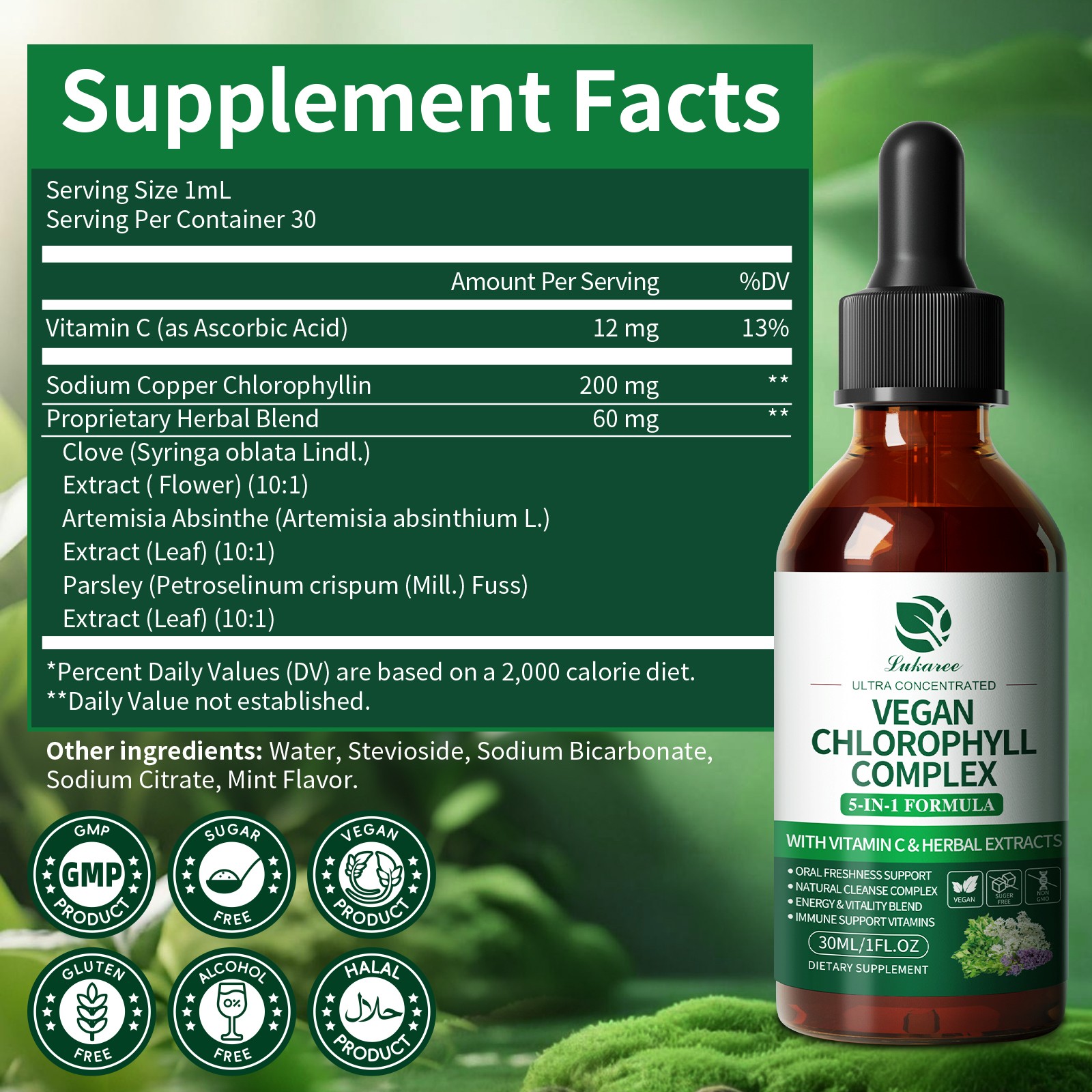 200mg Chlorophyll Liquid Drops Supply Liquid Chlorophyll Immune Support