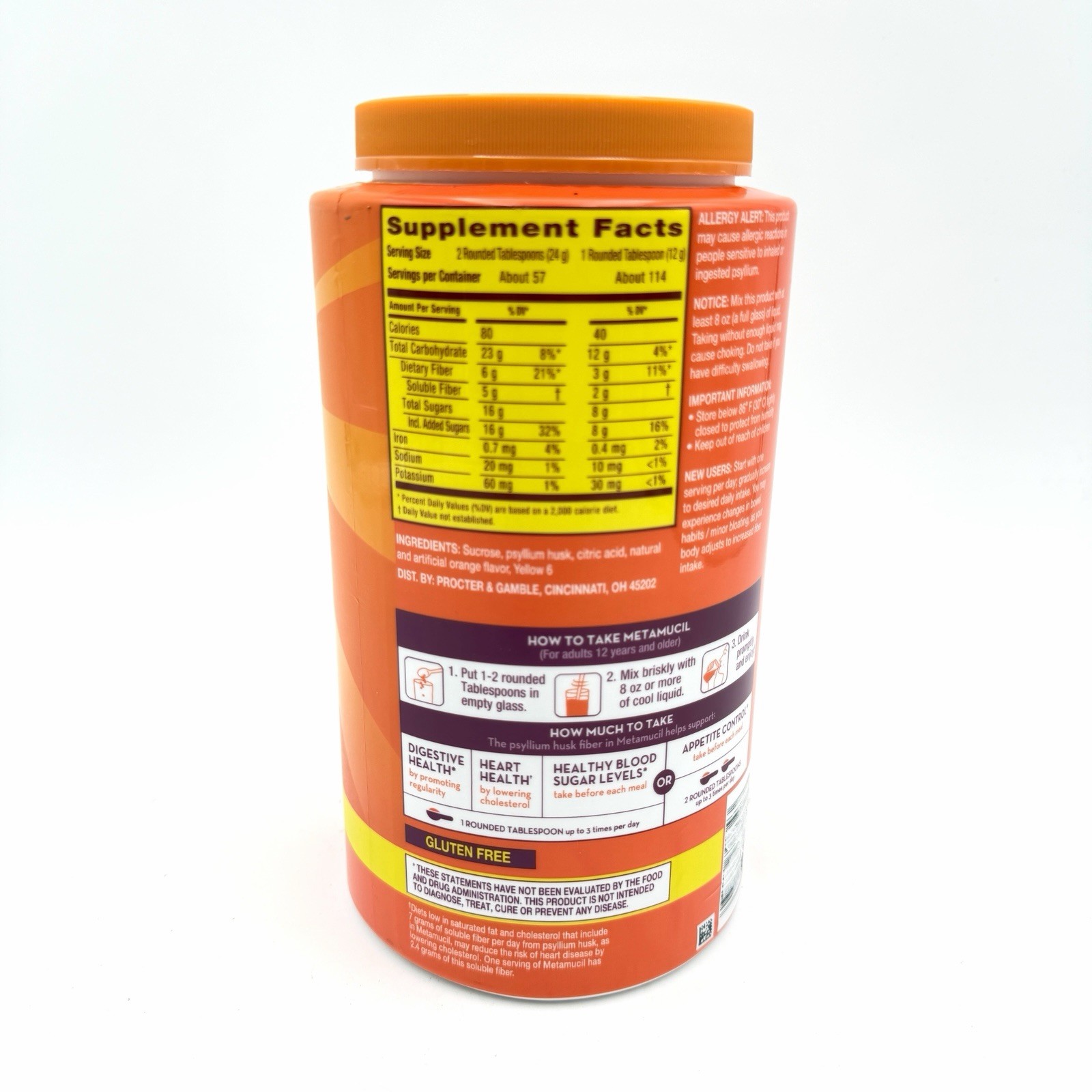 Metamucil Psyllium Fiber 4-in-1 Orange Powder 48.2 oz 3lb New Sealed Exp 12/2028