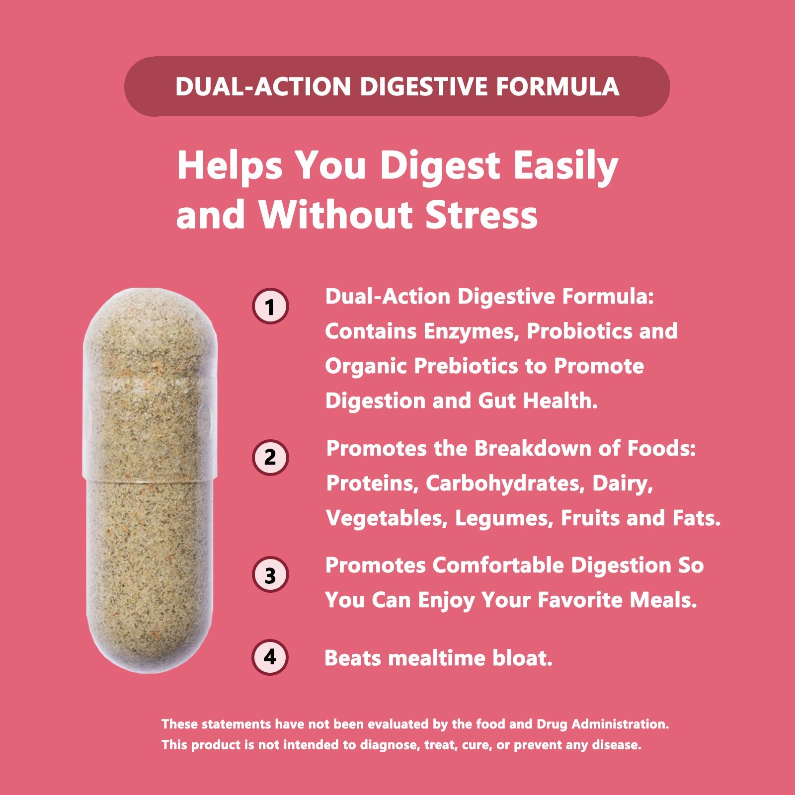 Probiotic 100 Billion & Digestive Enzyme Supplement Food Breakdown 60ct Set