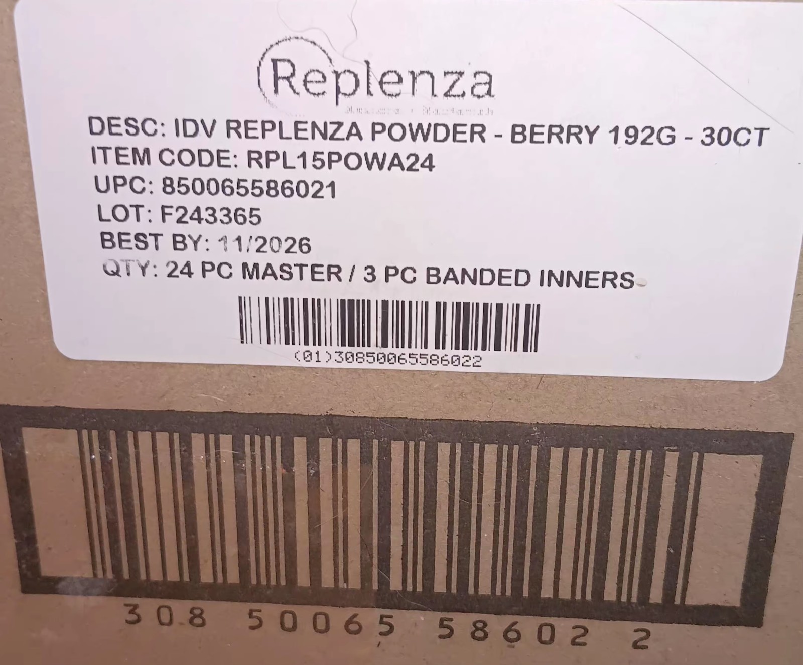 6pc 30 Day Replenza Daily Replenisher GLP-1 Mixed Berry Powder 11/26 Zero Sugar