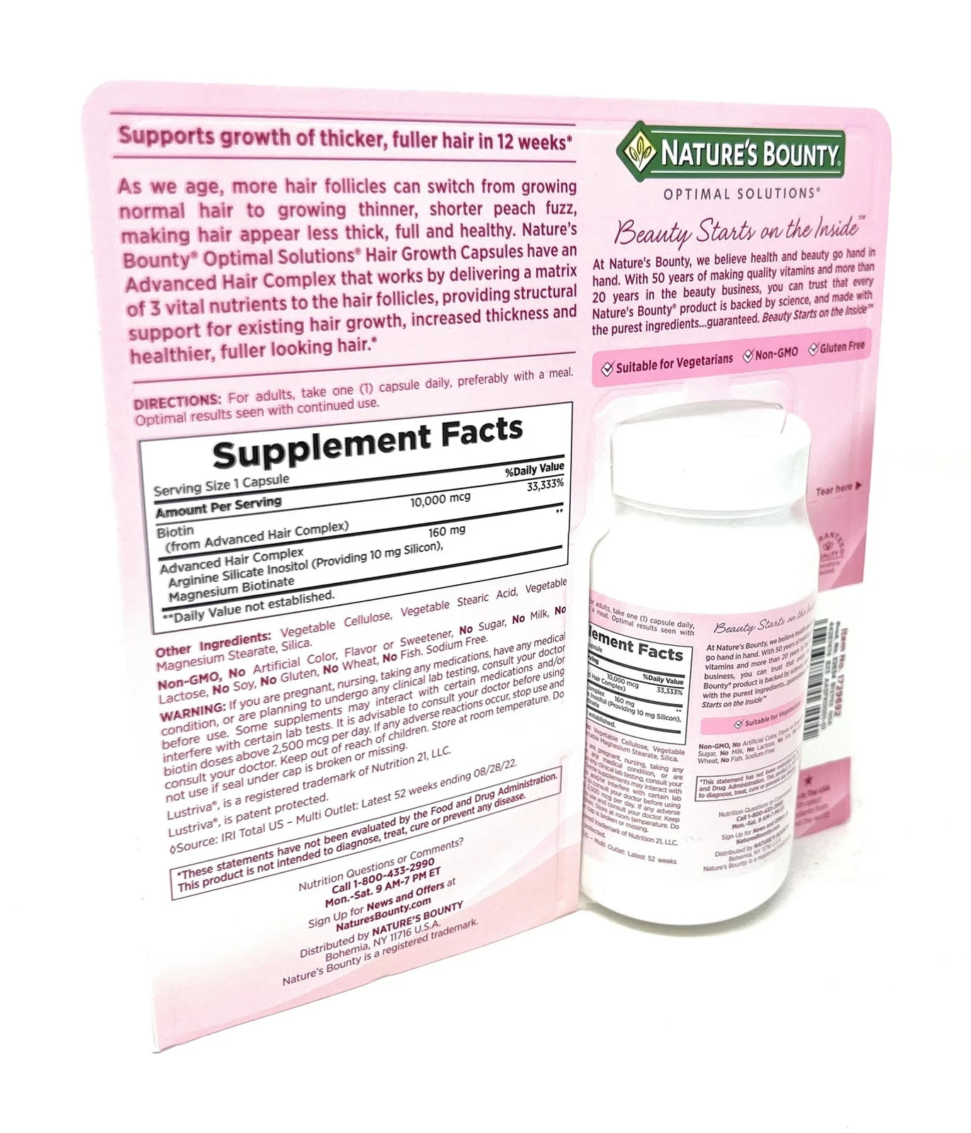Nature’s Bounty Hair Growth Supplement 3 Pack 90 Capsules 1 Per Day Sealed