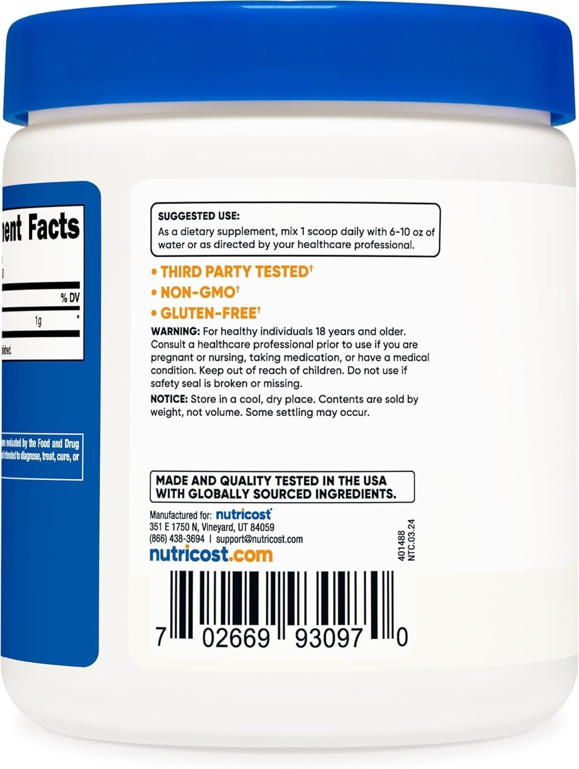 Acetyl L-Carnitine Powder 250g – 1g Serving, Gluten Free, Pure Energy