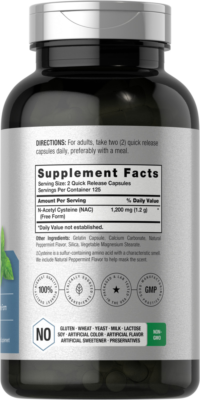 NAC N Acetyl Cysteine 1200mg | 250 Caplets | Non-GMO, Gluten Free | by Horbaach