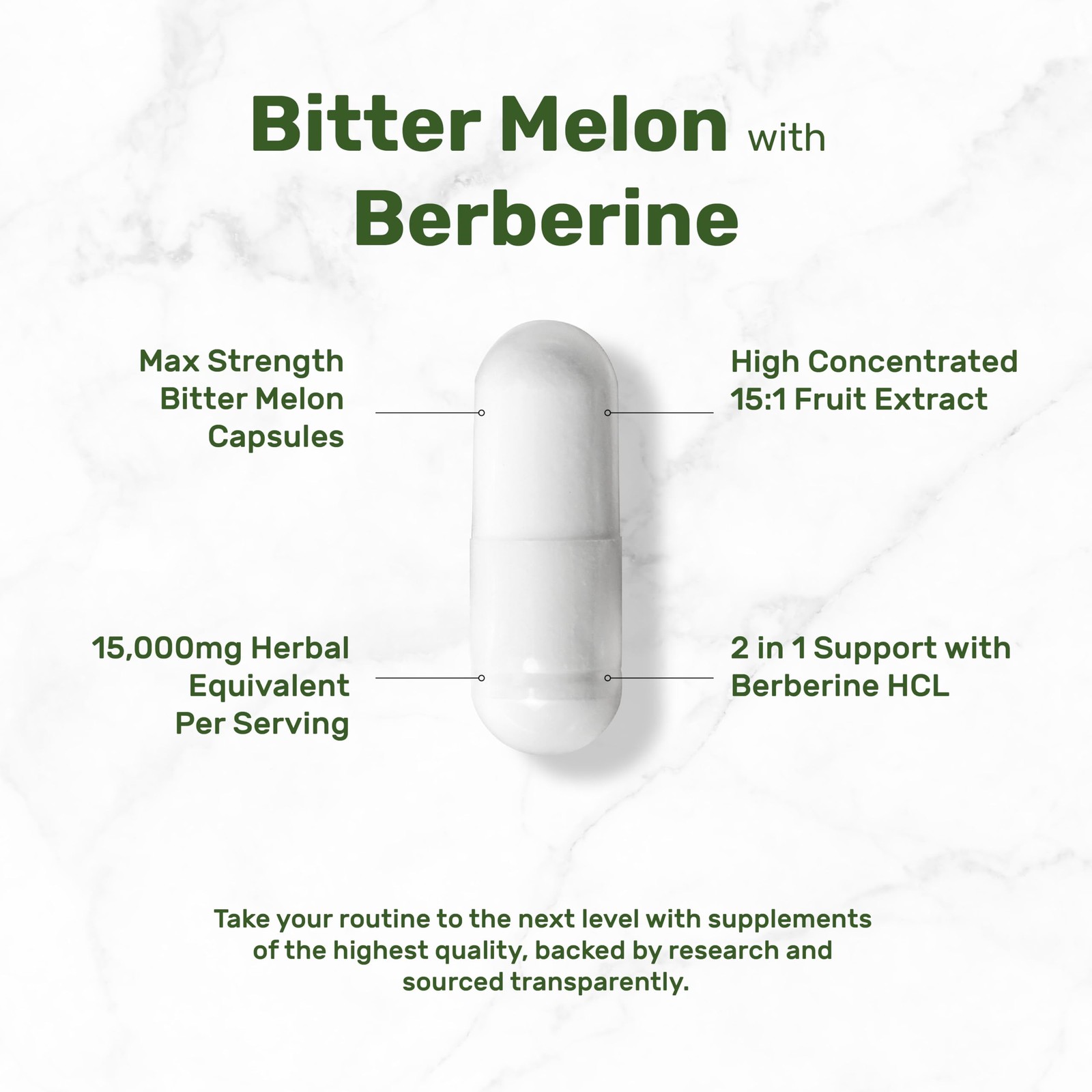 Bitter Melon with Berberine Supplement 15,000mg Per 300 Count (Pack of 1)