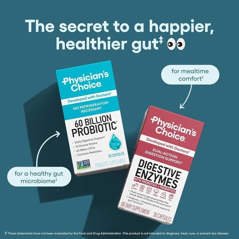 Physician’s Choice Probiotics 60 Billion CFU10 Strains + Organic Prebiotics NEW