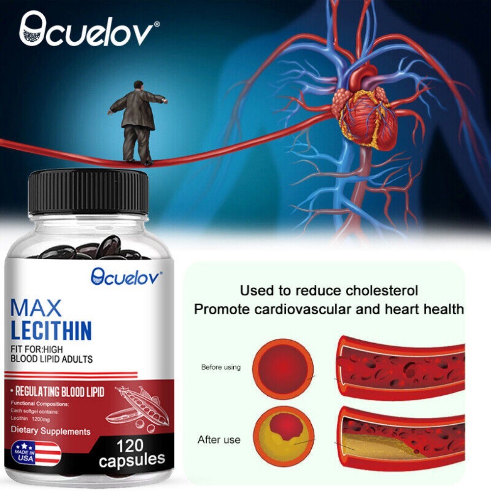 Max Lecithin -1200 Mg – Non-GMO- 30/60/120 Capsules-Regulate blood lipids