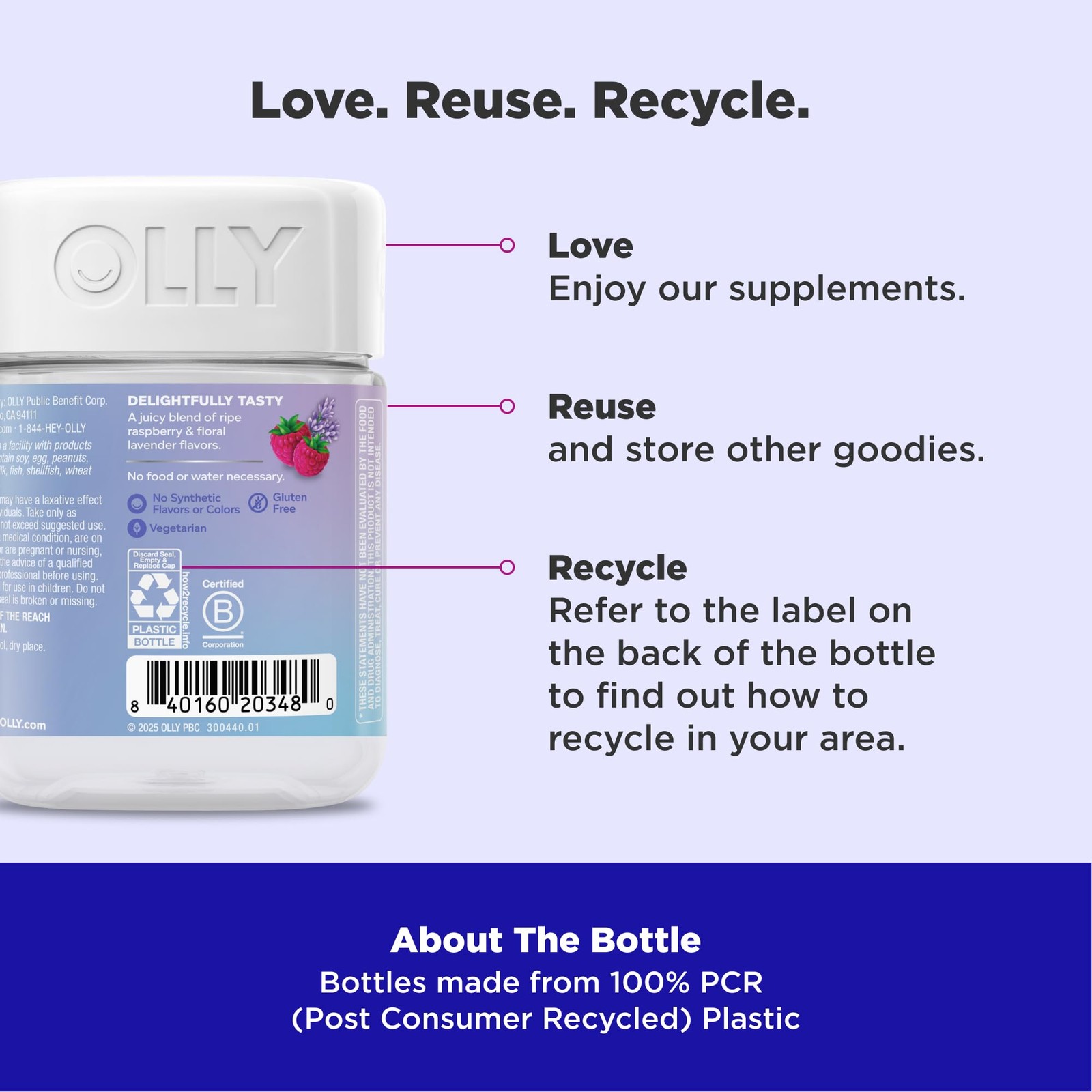 OLLY Relaxing Magnesium Gummies, Supports Muscle 1 Count (Pack of 120)