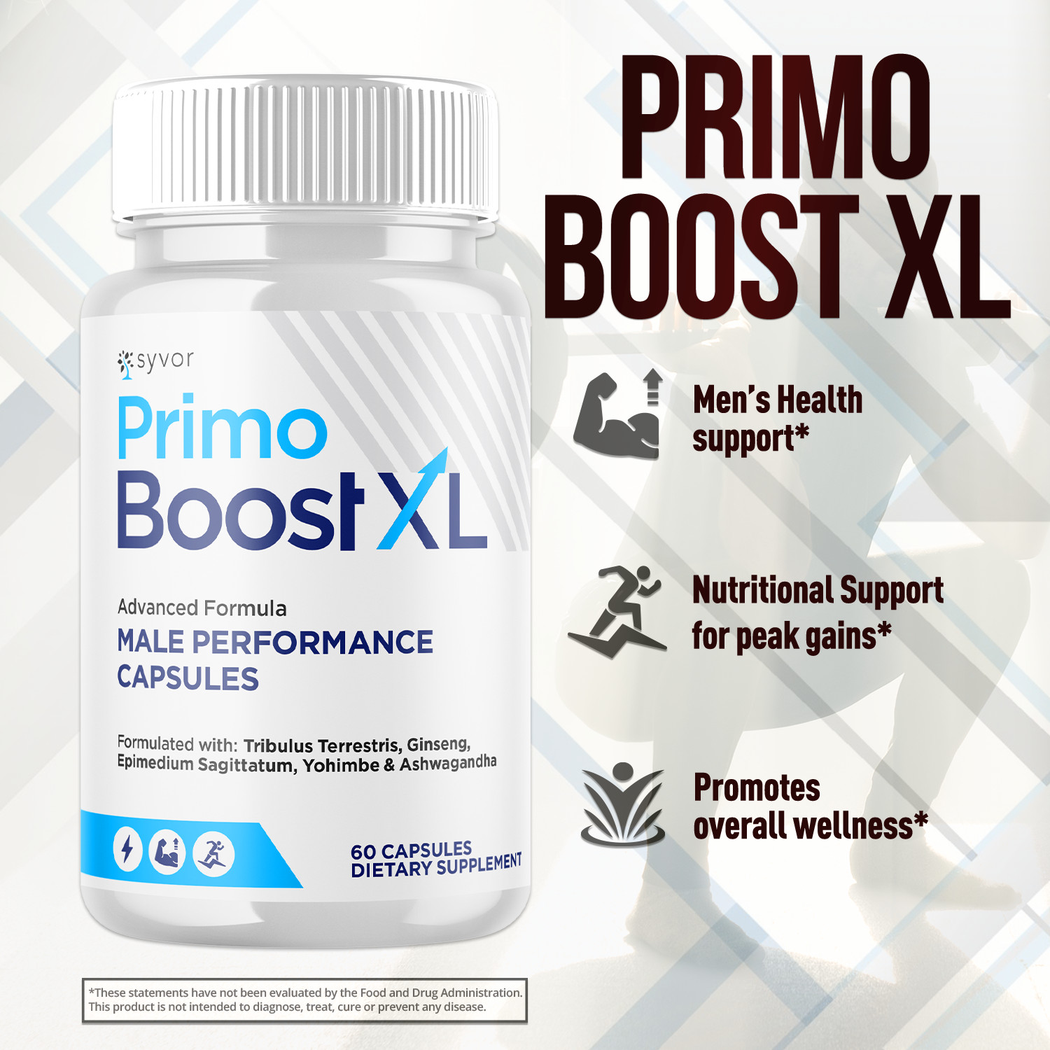 (1 Pack) Primo Boost XL Advanced Male Pills PrimoBoost XL Supplement 60 Capsules