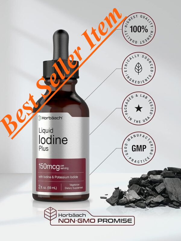 Liquid Iodine Solution Drops | 2 Fl Oz | 150 Mcg | Iodine & Potassium Iodine Sup