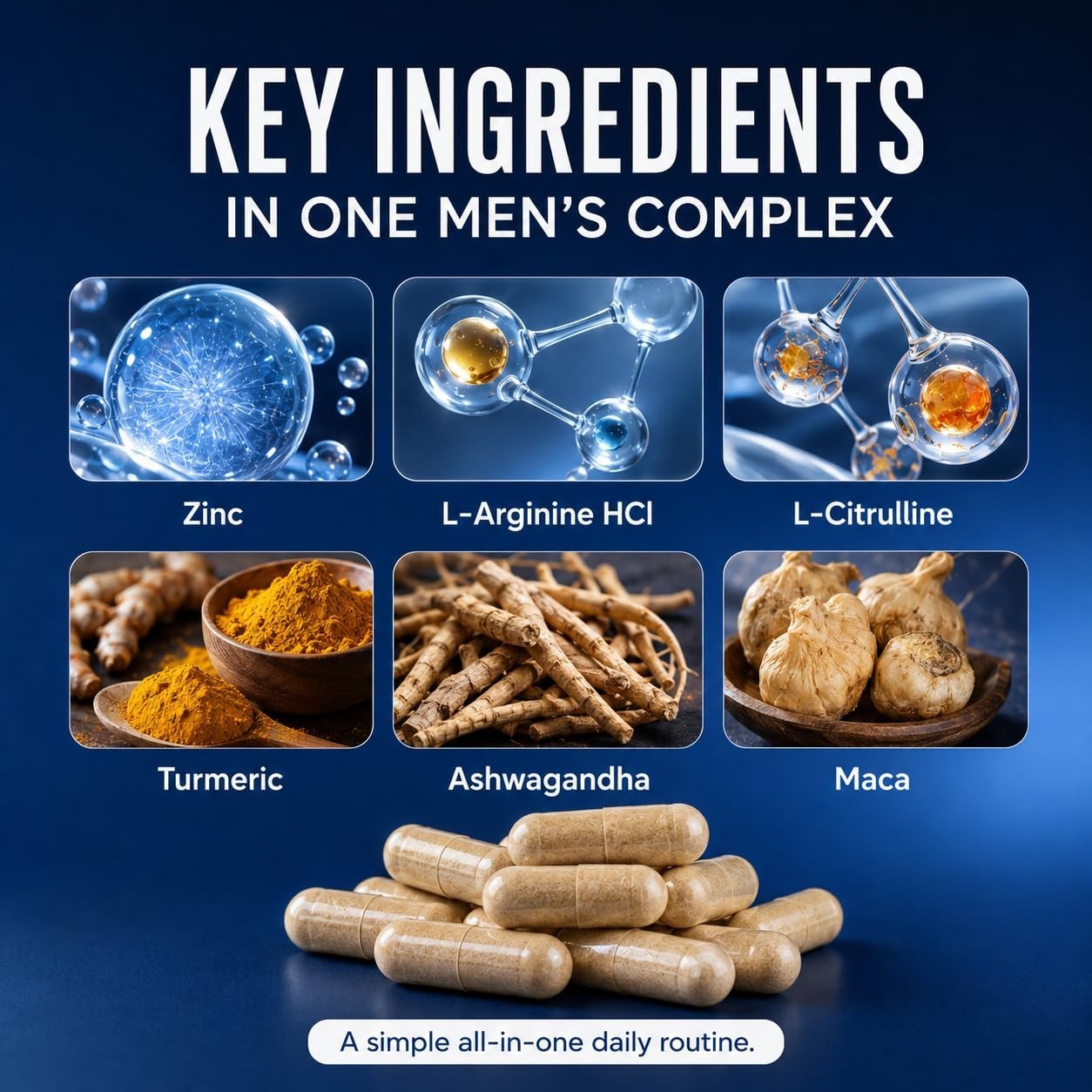 NAD+ Supplements for Men – Resveratrol, CoQ10, L-Citrulline, Lycopene, 60 Caps